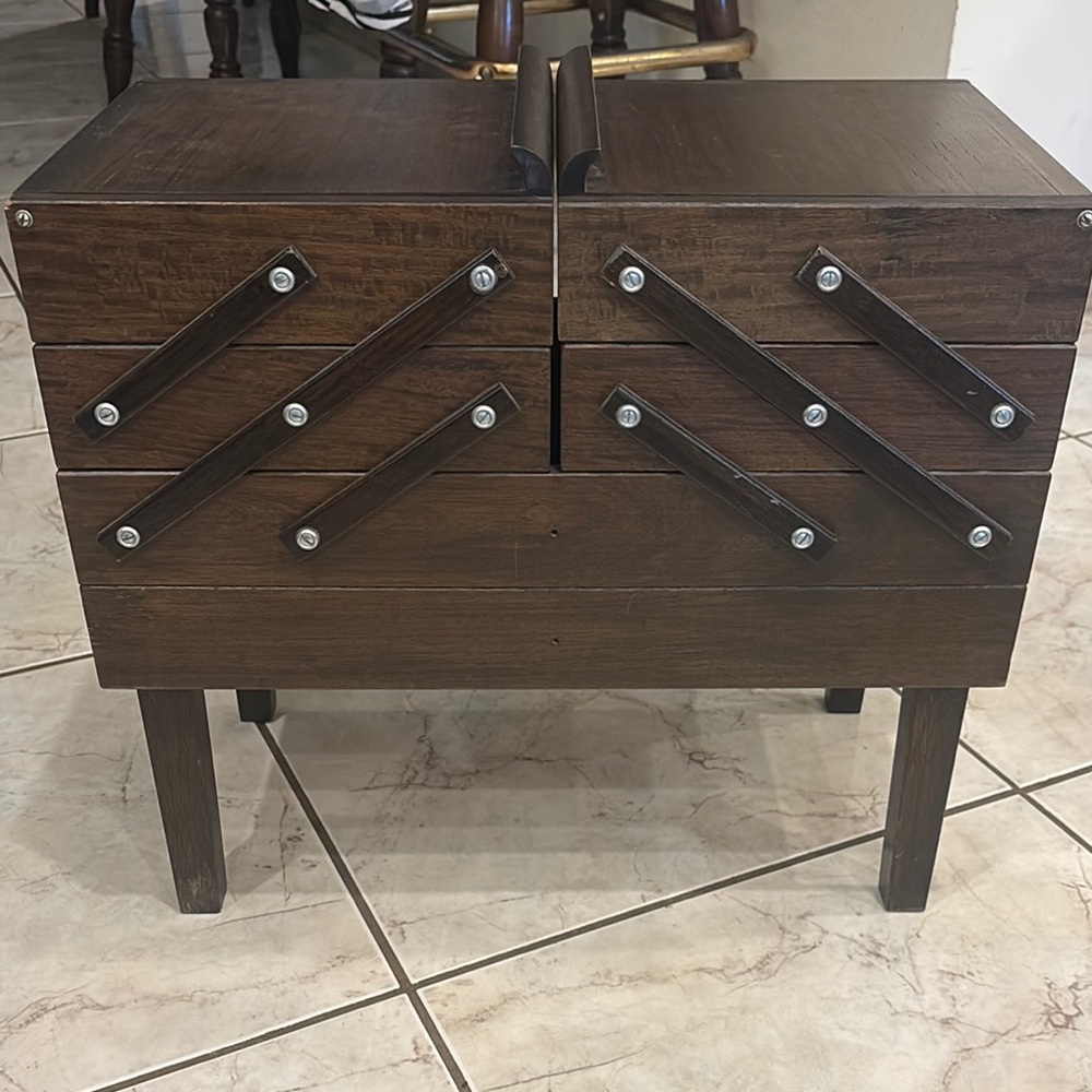 Vintage Wooden Sewing Box